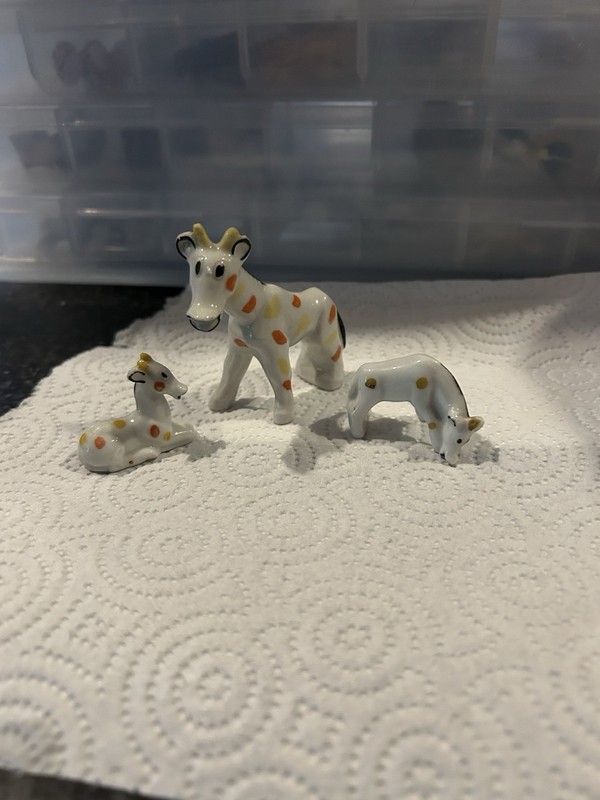 Vintage Orange Polka Dot Giraffe Figurines