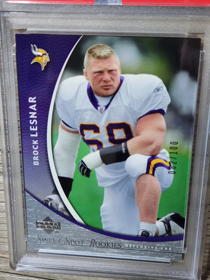 2004 Brock Lesnar Upper Deck Sweet Spot 银色 #d/100 PSA 8 低帮罕见 RC — 第 3/4 张图片