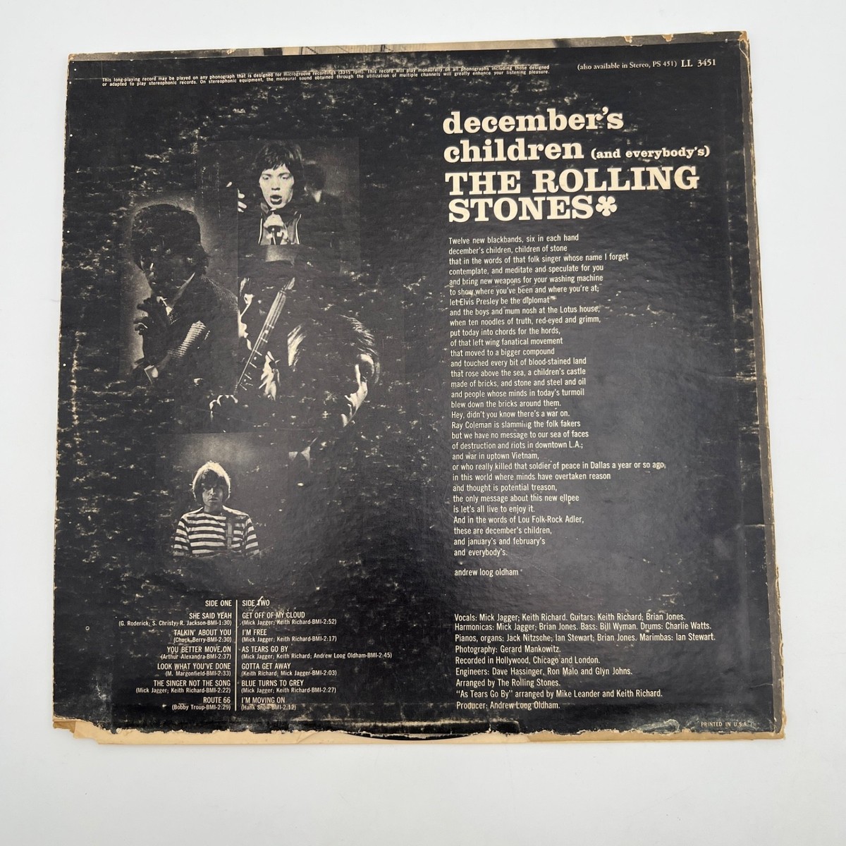 The Rolling Stones December's Children Mono LP VG London LL 3451