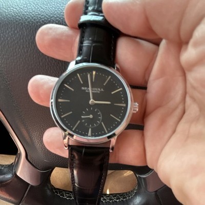 Sea-Gull Automatic Men s Black Dial Black Leather Strap 40mm 50m Exhb Back