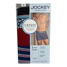 Jockey Everyday Casual Cotton Stretch 4" Trunks 3 Pk Underwear XL 40-42 NIP