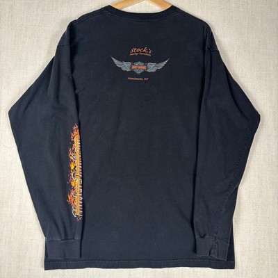 トップス HARLEY-DAVIDSON flame Y2K Harley Davidson Flame Longsleeve Made in USA 2007 Y2K XL Spellout