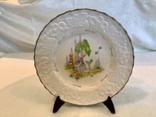 VINTAGE ALFRED MEAKIN HAND PAINTED GOLD TRIM LADY BLUE BIRD DESIGN DISPLAY PLATE