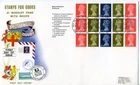 1969 STAMPS FOR COOKS BOOKLET PANES GREAT BRITAIN QE2 WESSEX FDC x4 SPECIAL PMKs