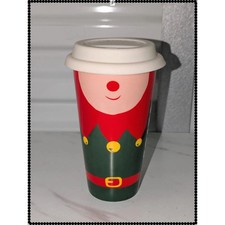 Costa Coffee Christmas Elf Ceramic Travel Mug | Double Walled 12oz Reusable Cup