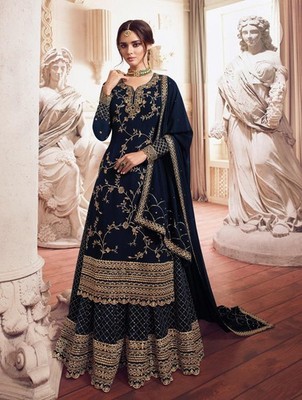 Tenue de mariage élégante en Faux Georgette, miroir en aluminium, travail Salwar