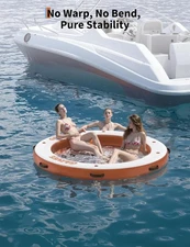 8FT Round Inflatable Floating Dock with 6FT Central Hammock for Water Events