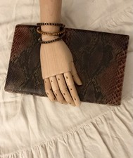 Vintage Snakeskin Clutch Patchwork 1970s Suede Lined Snap Flap Bag 1970 s