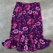Vintage Y2K White Stag Purple Floral Midi Skirt