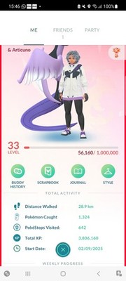 Pokemon Go (Stufe 33) Legendärer Galerian Articuno (5 Shinys)