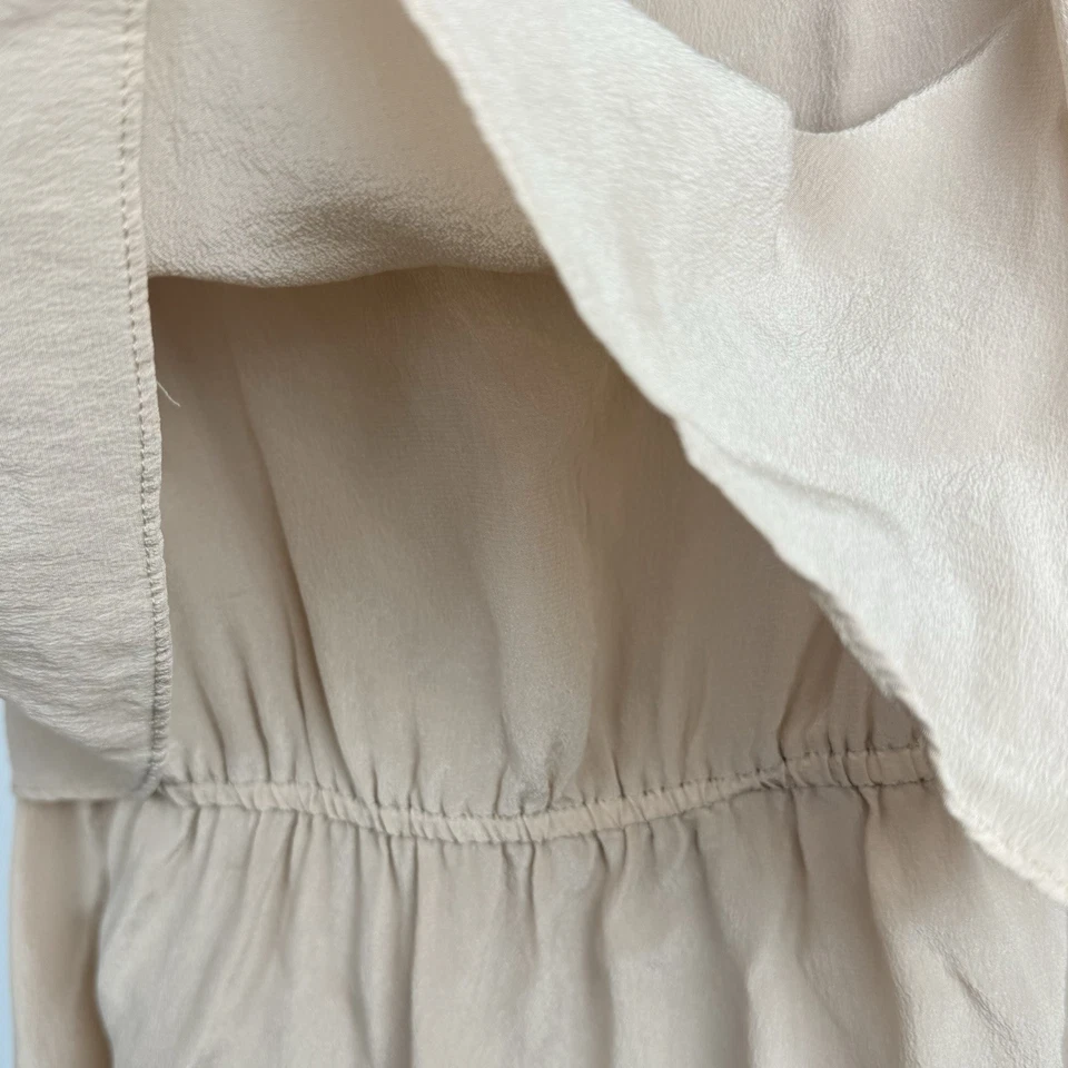 Camiseta sin mangas Central Park West para mujer talla XS camisola de seda beige con encaje dos niveles Foto 4 de 4