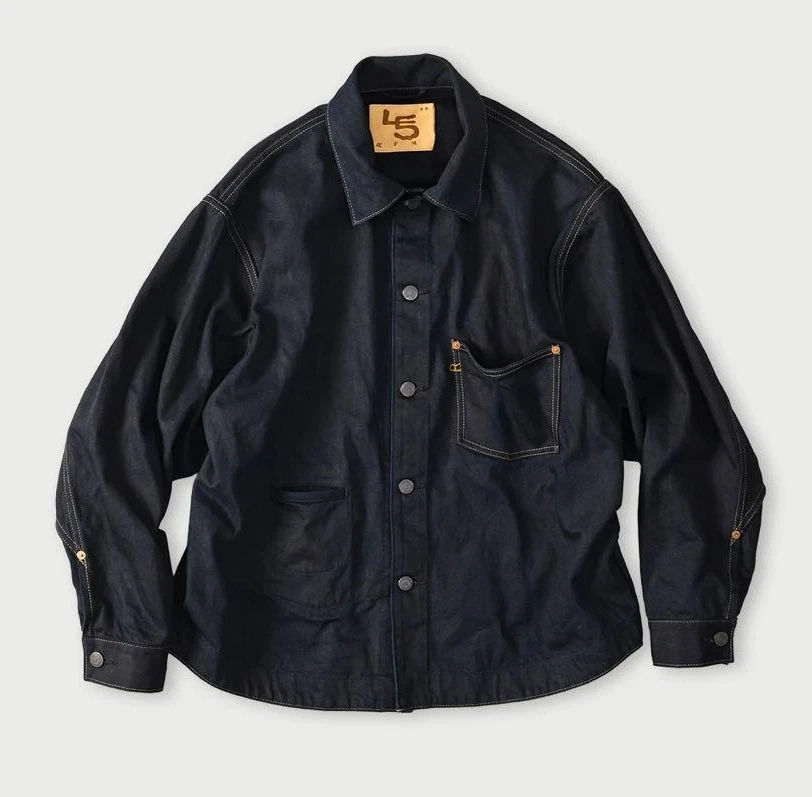 45R 45rpm Dark Indigo Denim Blouson 908 Jacket Light Weight Denim Cotton MINT image 1