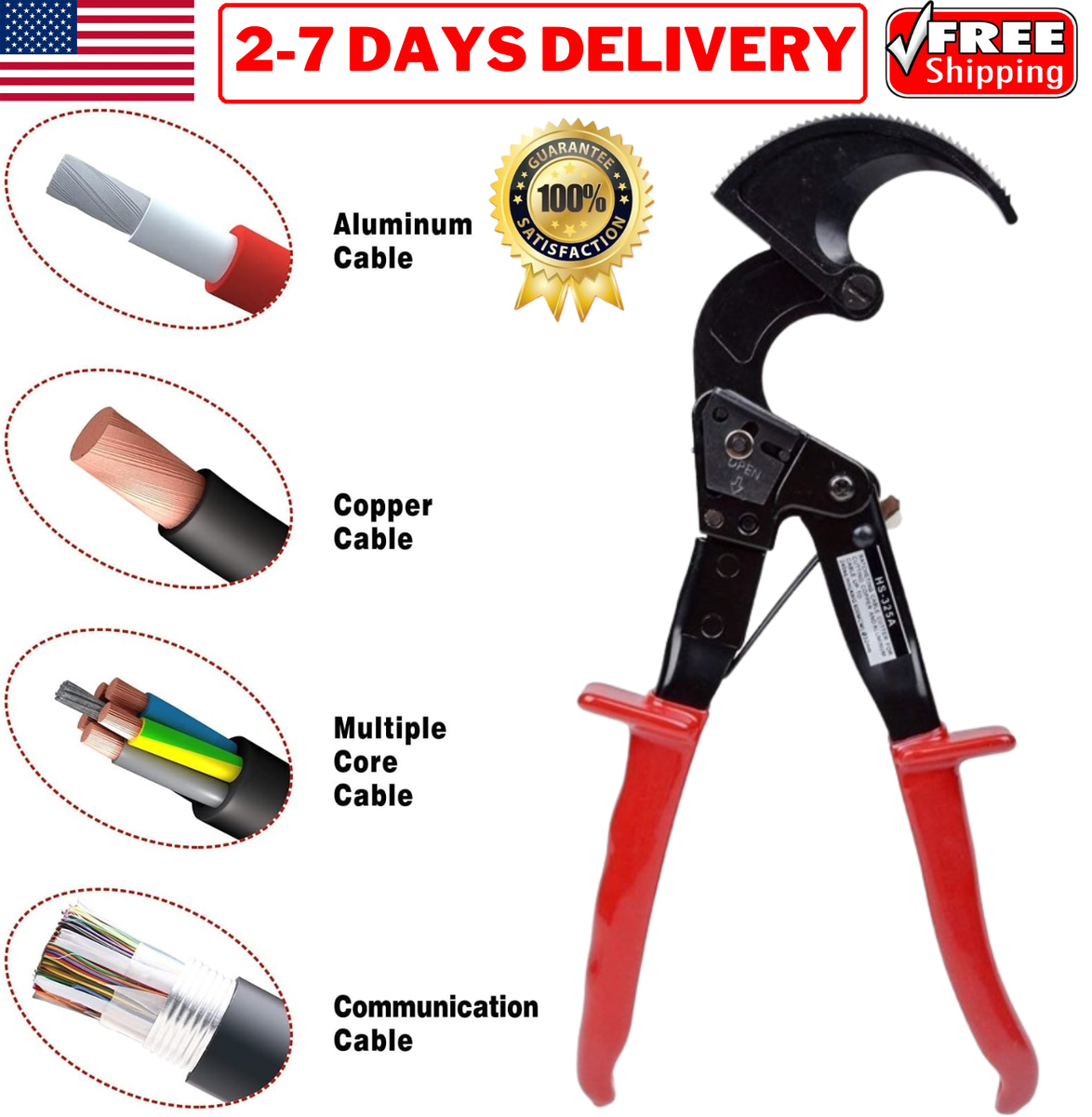 Sanuke Heavy Duty Ratchet Cable Cutter - Effortlessly Cuts Copper & Aluminum Wires Up To 600 MCM - View #8