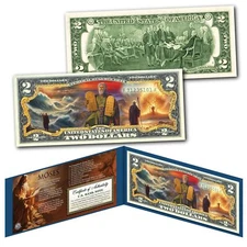 MOSES The Ten Commandments Religious Authentic Legal Tender U.S. $2 Bill