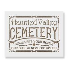 Haunted Valley Cemetery Stencil - Spooky Art, Spooky Decor, Spooky Home Decor