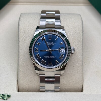 Rolex Datejust 31 NEW 2025 Blue Roman Dial Stainless Steel Fluted Bezel Oyster