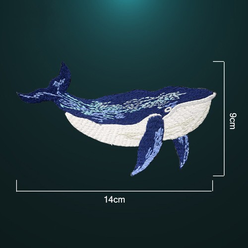 1 par de parches bordados para ballenas plancha animal a coser bolsa de ropa aplique hágalo usted mismo - Imagen 6 de 11