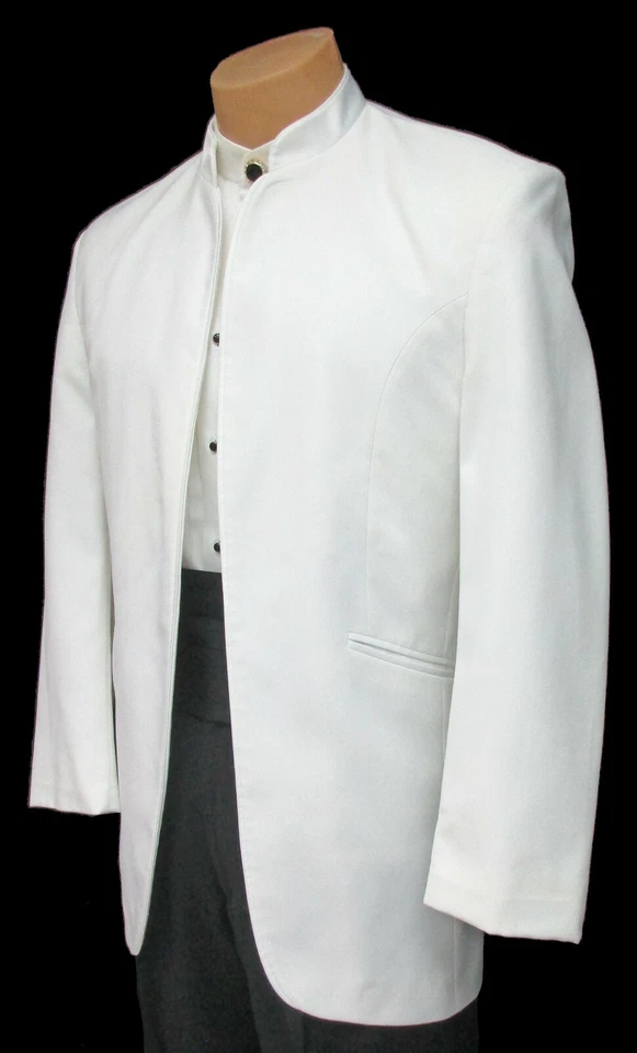 Chaqueta de esmoquin con cuello mandarín Nehru blanca para niños anillo de boda portador talla 10 Foto 3 de 4