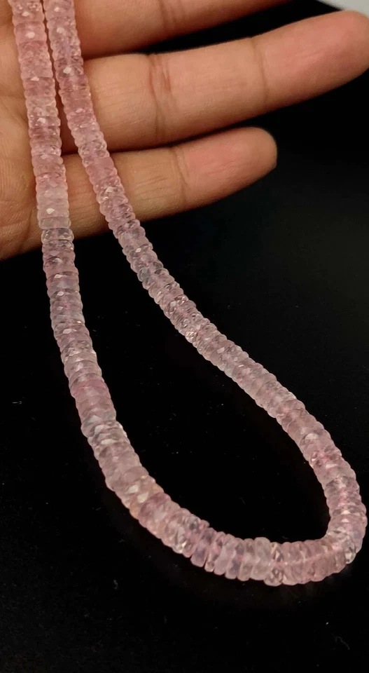AAA+ Piedra preciosa de morganita rosa natural 6-7 mm cuentas facetadas corte Heishi forma de neumático Foto 3 de 4