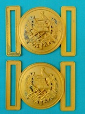 Set 2 US Guatemala Coat of Arms Gold Tone Military Army N.S. MEYER Belt Buckle J
