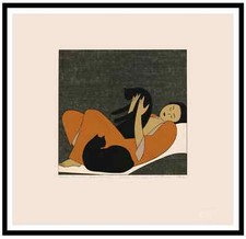 Will Barnet Woman With Cats 1982 Signed Inscribed Ltd Ed Color Lithograph Framed Will Barnet Woman With Cats 1982 Signed Inscribed Ltd Ed Color Lithograph Framed
