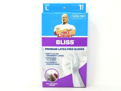 Mr Clean Bliss Premium Latex Free Gloves Soft Ultra Absorbent Large White 1 Pair