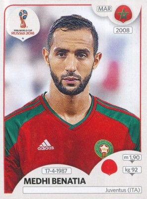 155 MEDHI BENATIA MAROKKO MAROKKO JUVENTUS STICKER WM RUSSLAND 2018 PANINI