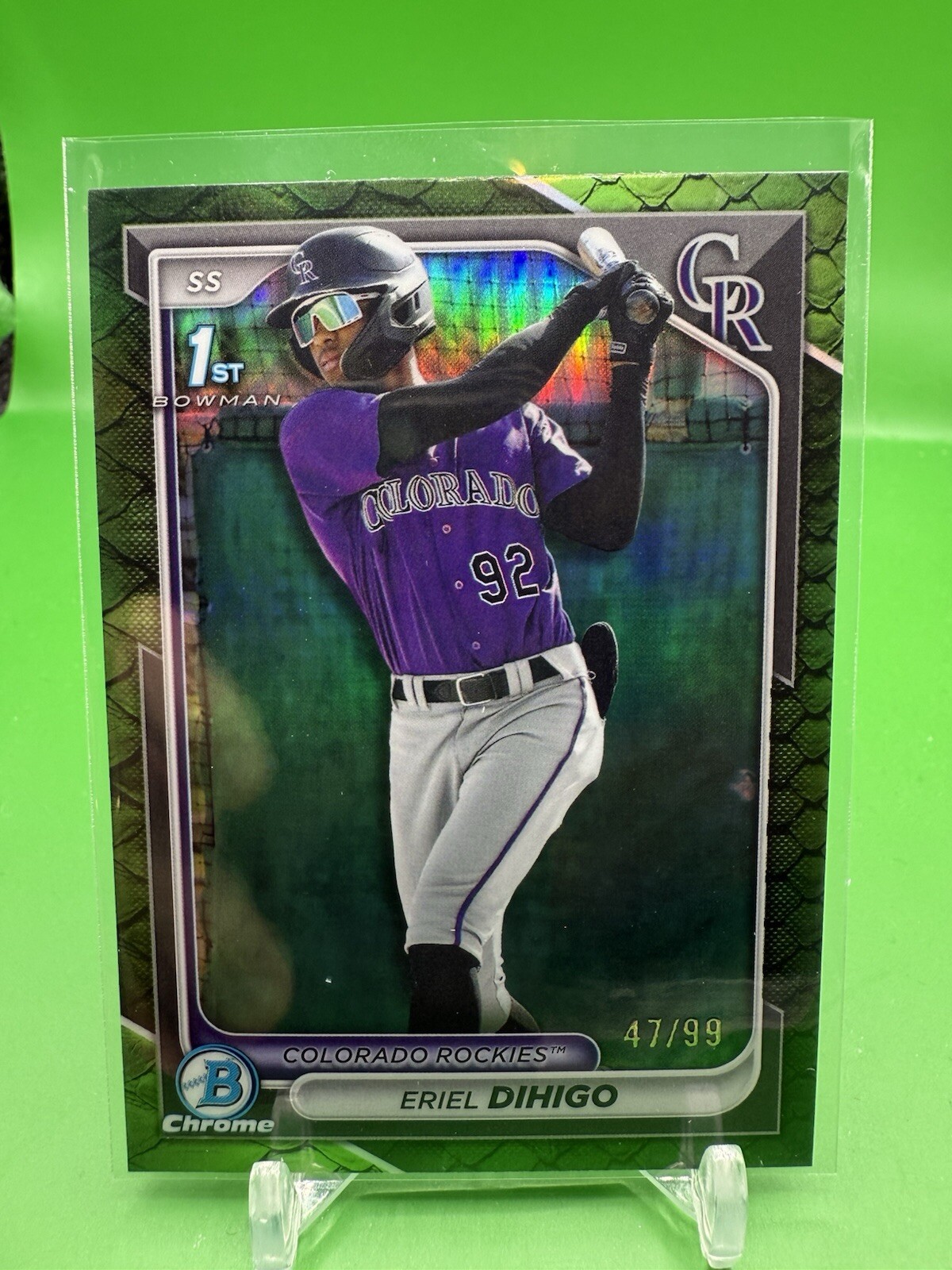 ERIEL DIHIGO 2024 1st Bowman Chrome Prospects GREEN REPTILIAN #200 ROCKIES /99