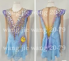 New Ice Figure Skating Dress Figure Skating Dress For Competition blue dyeing