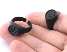 Leaf Ring Adjustable Black Painted Brass 7US-9US inner size 4805
