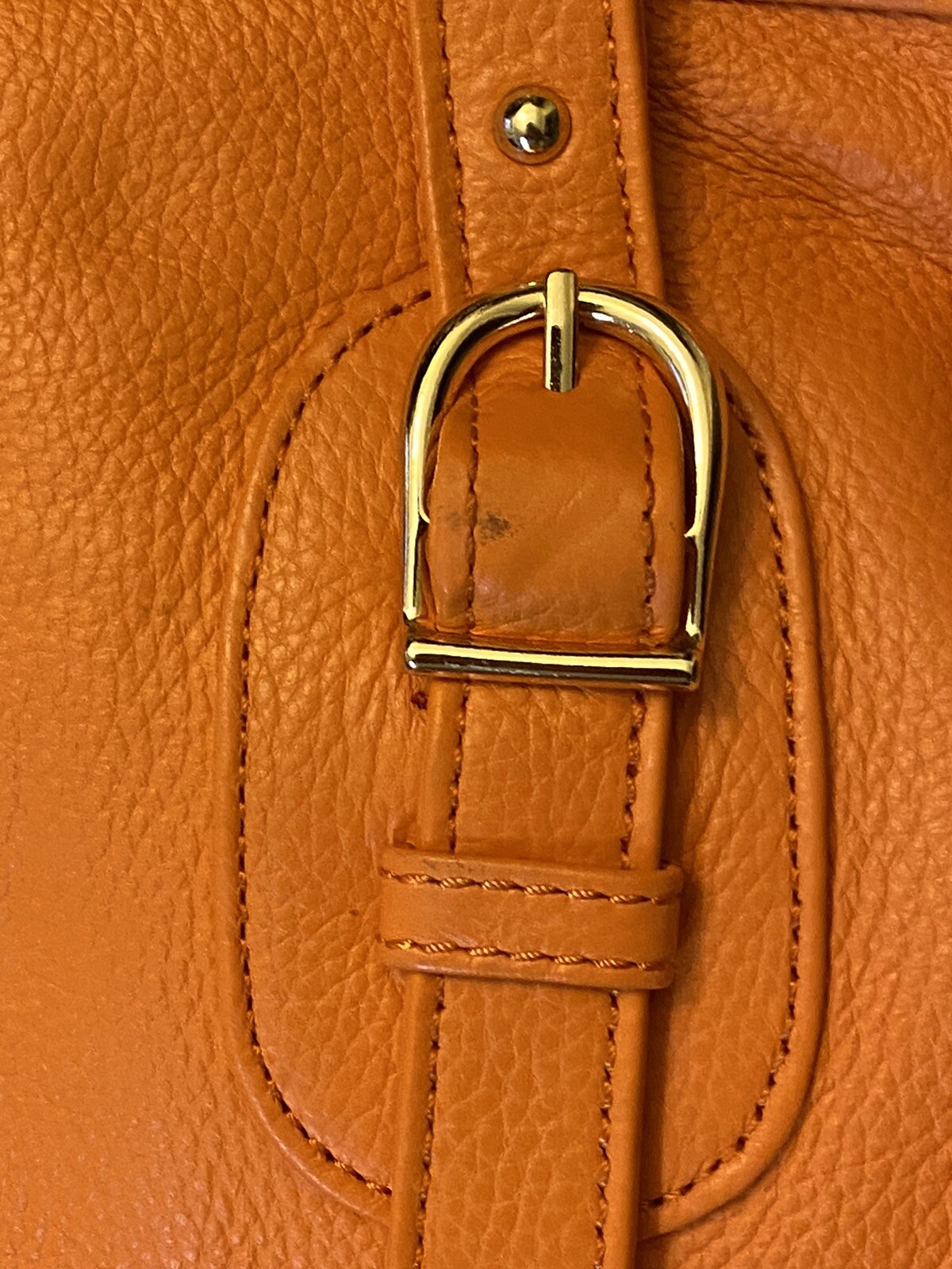 Onna Ehrlich Pebbled Orange Leather Satchel Shoulder Bag Crossbody Purse