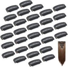 Haarverlängerung Snap Clips Schuss falsches Echthaar blond braun schwarz 28 & 33 mm