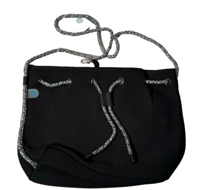 Damen Bucket Bag Chuchka schwarz Neopren Kordelzug mit abnehmbarem Handgelenktasche