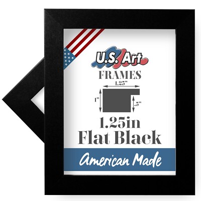 US Art Frames 1.25'' Flat Black Matte Finish MDF Wall Decor Picture Poster Frame