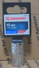 JobSmart 1/2 Drive 15 mm standard  Socket, 12 pt New Free Shipping BX109
