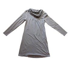 Athleta Lost River Dress Women's Size Medium Gray Cowl Neck Long Sleeve Organic