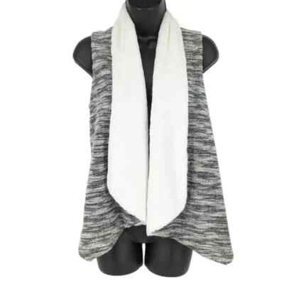 Soulmates Faux Fur Vest S Soft Lapel Asymmetrical Hem Marled Black Cream Boho