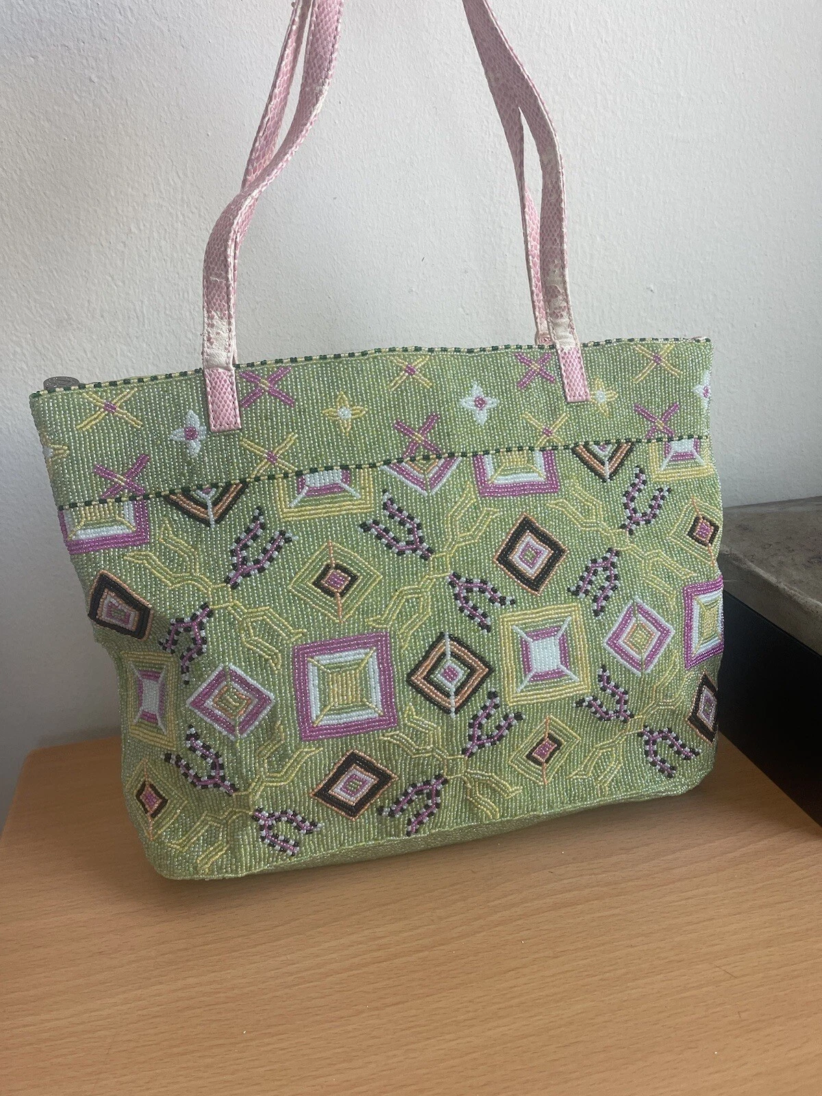 Fendi — VINTAGE COLLECTIBLE FENDI GLASS BEADED TOTE SHOULDER BAG MEDIUM Italy