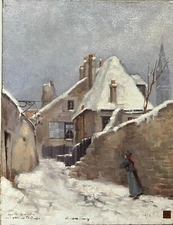 Georges-Emile Lambert-Fouras (XIX-XX) Montmartre, The Street Of Mont Cenis, 1872