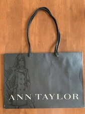 ANN TYLOR black paper gift shopping bag approximately 16x11x6"
