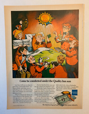 1978 Quality Inn Hotel Print Ad Original Come Be Comforted American Express