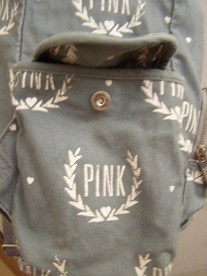 Victoria's Secret PINK, Grey Canvas Backpack School Book/ Travel Bag eBay