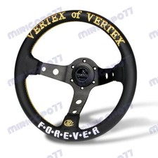 New 330mm Goldenwhite Embroidery Vertex Black Genuine Leather Steering Wheels New 330mm Goldenwhite Embroidery Vertex Black Genuine Leather Steering Wheels