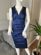 Phase Eight Dress Draped Wiggle Bodycon Portafino Sapphire Dress 8 New
