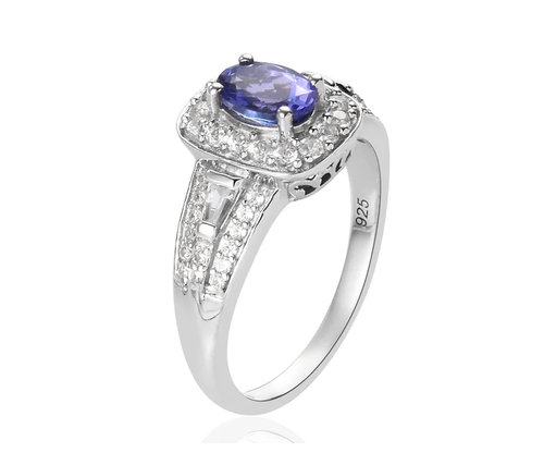 Tanzanite and Zircon Ring in Platinum Over Sterling Silver 1.50 Ct. - Picture 5 of 10