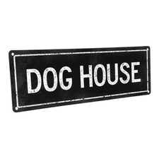 Black Dog House Metal Sign; Wall Decor for Mancave, Den, and Game Room