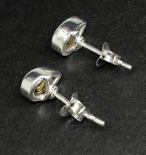 citrine pear stud earrings, solid Sterling Silver, 7 x 5mm, gift box. Natural. - Picture 5 of 10