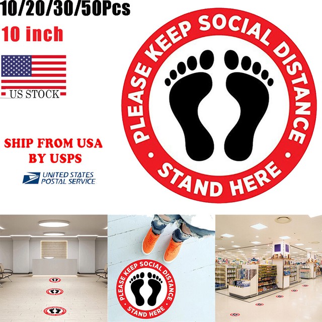 Social Distancing Floor Sign Decal Sticker Stop 6 Feet