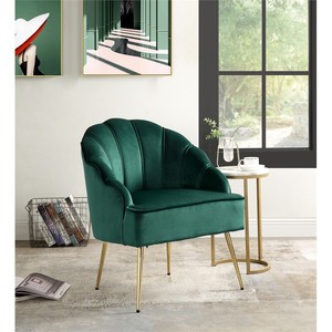 Naomi Velvet Wingback Accent Arm Chair With Metal Legs In Green Ebay