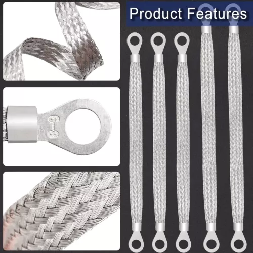 10PC Car Truck Firewall Engine Body Engine Ground Strap Tinned Copper Cable Kit - Bild 2 von 12